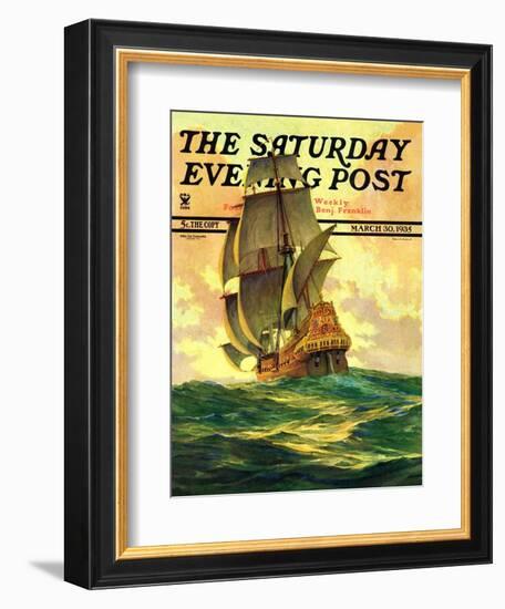 "Spanish Galleon," Saturday Evening Post Cover, March 30, 1935-Anton Otto Fischer-Framed Giclee Print