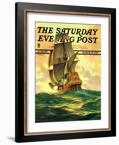 "Spanish Galleon," Saturday Evening Post Cover, March 30, 1935-Anton Otto Fischer-Framed Giclee Print