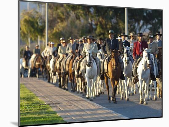 Spanish Horsemen in Feria Procession, Tarifa, Andalucia, Spain, Europe-Giles Bracher-Mounted Photographic Print