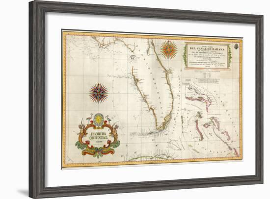 Spanish Map of Florida and the Bahamas, 1805--Framed Giclee Print