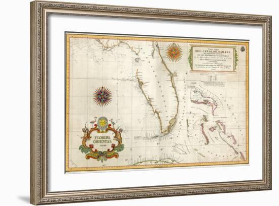 Spanish Map of Florida and the Bahamas, 1805-null-Framed Giclee Print