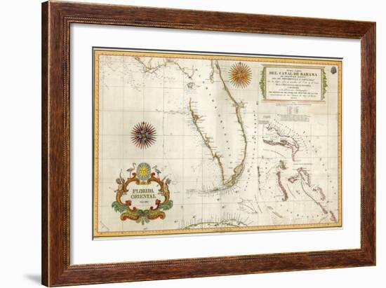 Spanish Map of Florida and the Bahamas, 1805-null-Framed Giclee Print