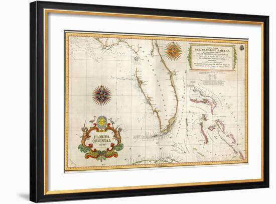 Spanish Map of Florida and the Bahamas, 1805-null-Framed Giclee Print