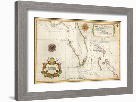 Spanish Map of Florida and the Bahamas, 1805-null-Framed Giclee Print