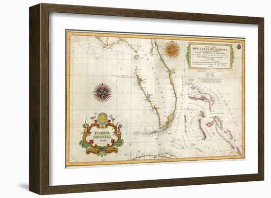 Spanish Map of Florida and the Bahamas, 1805-null-Framed Giclee Print