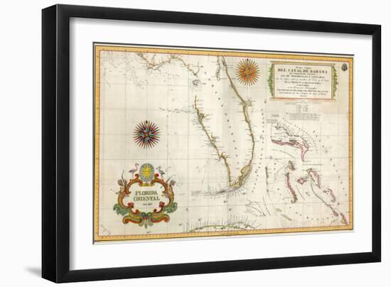 Spanish Map of Florida and the Bahamas, 1805-null-Framed Giclee Print