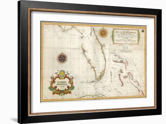 Spanish Map of Florida and the Bahamas, 1805-null-Framed Giclee Print