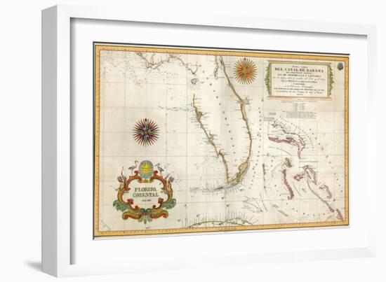 Spanish Map of Florida and the Bahamas, 1805-null-Framed Giclee Print