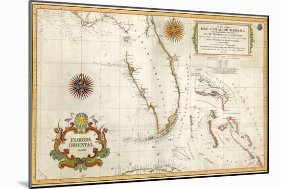 Spanish Map of Florida and the Bahamas, 1805-null-Mounted Giclee Print