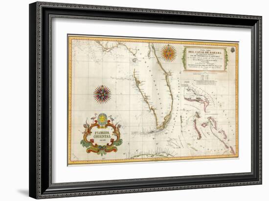 Spanish Map of Florida and the Bahamas, 1805-null-Framed Giclee Print