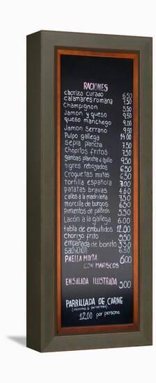 Spanish Menu from a Restaurant in Madrid-RobWilson-Framed Stretched Canvas