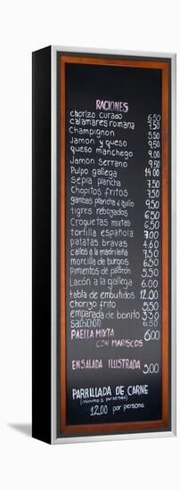 Spanish Menu from a Restaurant in Madrid-RobWilson-Framed Stretched Canvas