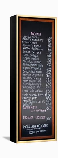 Spanish Menu from a Restaurant in Madrid-RobWilson-Framed Stretched Canvas