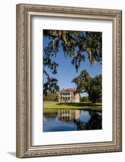 Spanish moss covered tree and plantation house, Charleston, South Carolina.-Michael DeFreitas-Framed Photographic Print