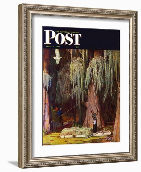 "Spanish Moss pickers," Saturday Evening Post Cover, April 5, 1947-Mead Schaeffer-Framed Giclee Print