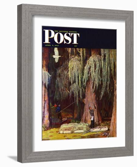 "Spanish Moss pickers," Saturday Evening Post Cover, April 5, 1947-Mead Schaeffer-Framed Giclee Print