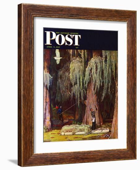 "Spanish Moss pickers," Saturday Evening Post Cover, April 5, 1947-Mead Schaeffer-Framed Giclee Print