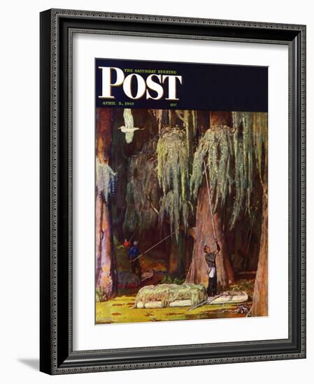 "Spanish Moss pickers," Saturday Evening Post Cover, April 5, 1947-Mead Schaeffer-Framed Giclee Print