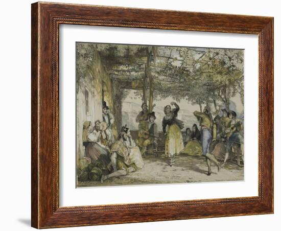 Spanish Peasants Dancing the Bolero, 1836-John Frederick Lewis-Framed Giclee Print