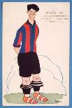 Postcard Depicting a Caricature of the Spanish Footballer Vicente Piera of Barcelona-Spanish School-Giclee Print