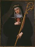 St. Gertrude the Great Carrying the Sacred Heart of Jesus-Spanish School-Giclee Print