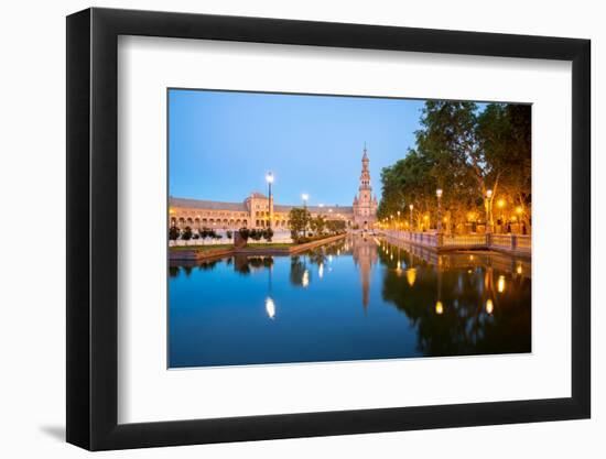 Spanish Square Espana Plaza in Sevilla Spain at Dusk-vichie81-Framed Photographic Print