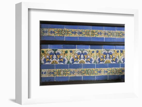 Spanish Tile in the Courtyard Balcony of Casa de Aliaga, Lima, Peru-Mallorie Ostrowitz-Framed Photographic Print