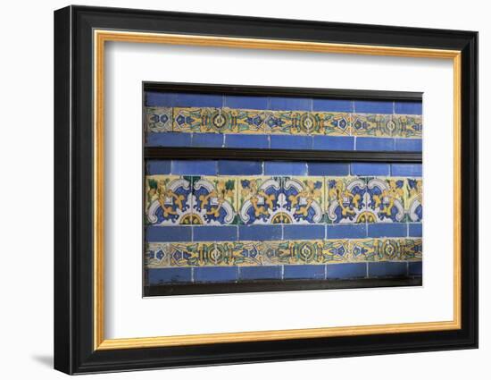 Spanish Tile in the Courtyard Balcony of Casa de Aliaga, Lima, Peru-Mallorie Ostrowitz-Framed Photographic Print