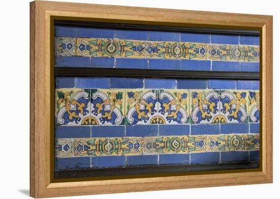 Spanish Tile in the Courtyard Balcony of Casa de Aliaga, Lima, Peru-Mallorie Ostrowitz-Framed Premier Image Canvas