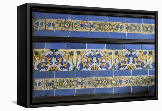 Spanish Tile in the Courtyard Balcony of Casa de Aliaga, Lima, Peru-Mallorie Ostrowitz-Framed Premier Image Canvas