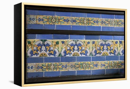 Spanish Tile in the Courtyard Balcony of Casa de Aliaga, Lima, Peru-Mallorie Ostrowitz-Framed Premier Image Canvas