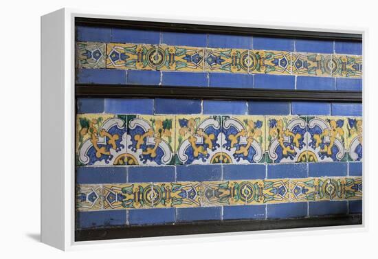 Spanish Tile in the Courtyard Balcony of Casa de Aliaga, Lima, Peru-Mallorie Ostrowitz-Framed Premier Image Canvas