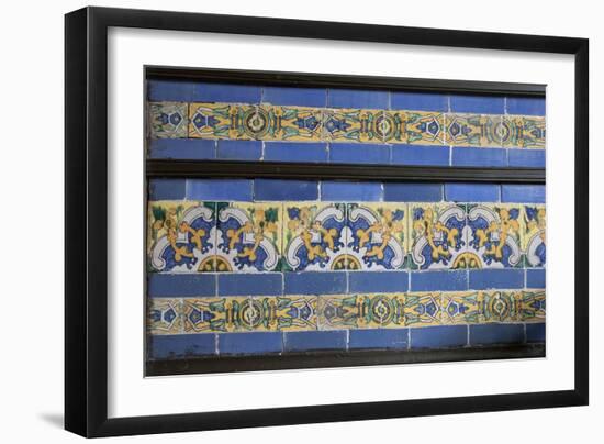Spanish Tile in the Courtyard Balcony of Casa de Aliaga, Lima, Peru-Mallorie Ostrowitz-Framed Photographic Print