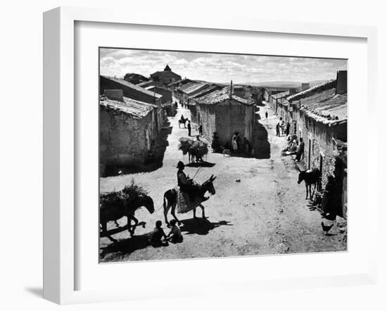 Spanish Village Showing Rows of Crude Stone and Adobe Houses-W^ Eugene Smith-Framed Photographic Print