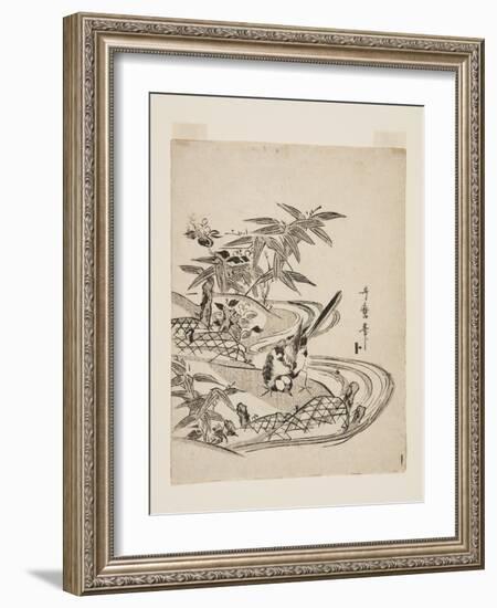 Sparrow (Colour Woodblock Print)-Kitagawa Utamaro-Framed Giclee Print