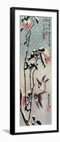 Sparrows and Camellias in the Snow, 1830s-Utagawa Hiroshige-Framed Giclee Print