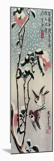 Sparrows and Camellias in the Snow, 1830s-Utagawa Hiroshige-Mounted Giclee Print