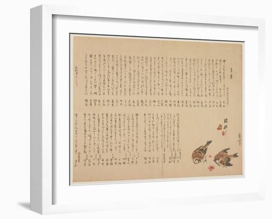 Sparrows and Plum Flowers, 1823-Yokoyama Kazan-Framed Giclee Print