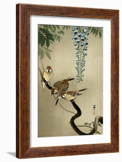 Sparrows and Wisteria-Koson Ohara-Framed Giclee Print