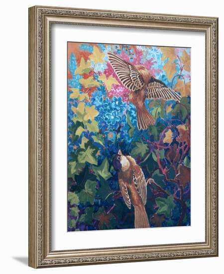 Sparrows, Ivy and Flowers, C.1930-Louis Wain-Framed Giclee Print