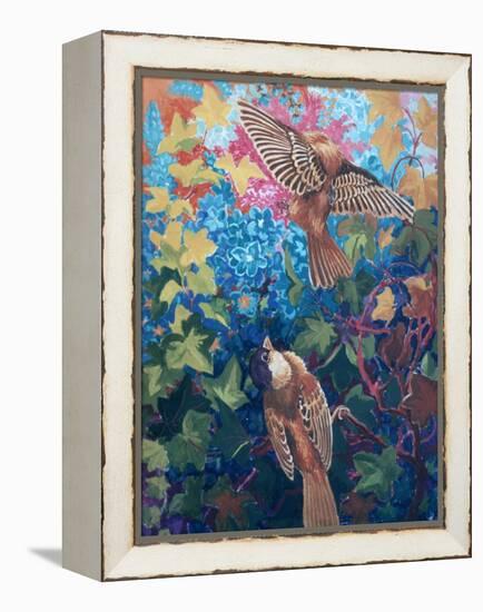 Sparrows, Ivy and Flowers, C.1930-Louis Wain-Framed Premier Image Canvas