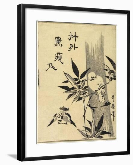 Sparrows on Bamboo Branch, C. 1781-1806-Kitagawa Utamaro-Framed Giclee Print