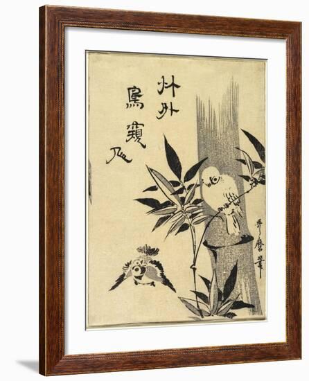 Sparrows on Bamboo Branch, C. 1781-1806-Kitagawa Utamaro-Framed Giclee Print