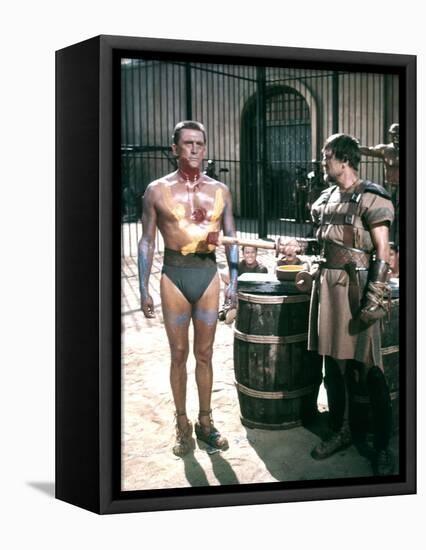 Spartacus by Stanley Kubrik with Kirk Douglas and Charles McGraw, 1960 (photo)-null-Framed Stretched Canvas