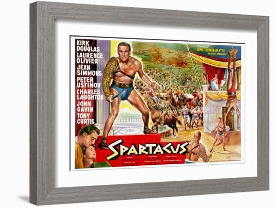 Spartacus, (Top Left): Kirk Douglas, (Belgium Poster Art), 1960--Framed Premium Giclee Print