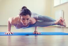 Beautiful Young Woman Yoga Workout in Gym-spass-Photographic Print