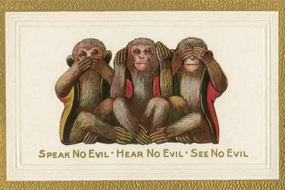 Speak, Hear, See No Evil, Three Monkeys Premium Giclee Print | Art.com