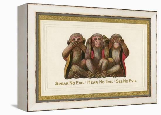 Speak, Hear, See No Evil, Three Monkeys-null-Framed Stretched Canvas