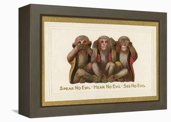 Speak, Hear, See No Evil, Three Monkeys-null-Framed Stretched Canvas