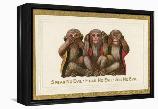 Speak, Hear, See No Evil, Three Monkeys-null-Framed Stretched Canvas